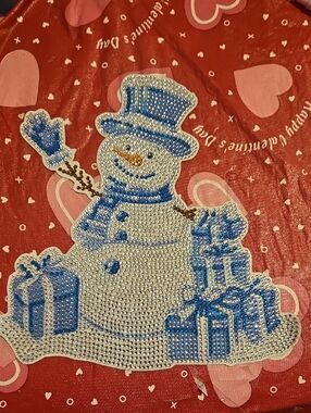 Handmade Blue & White Snowman Holiday Décor Magnet- Unbranded